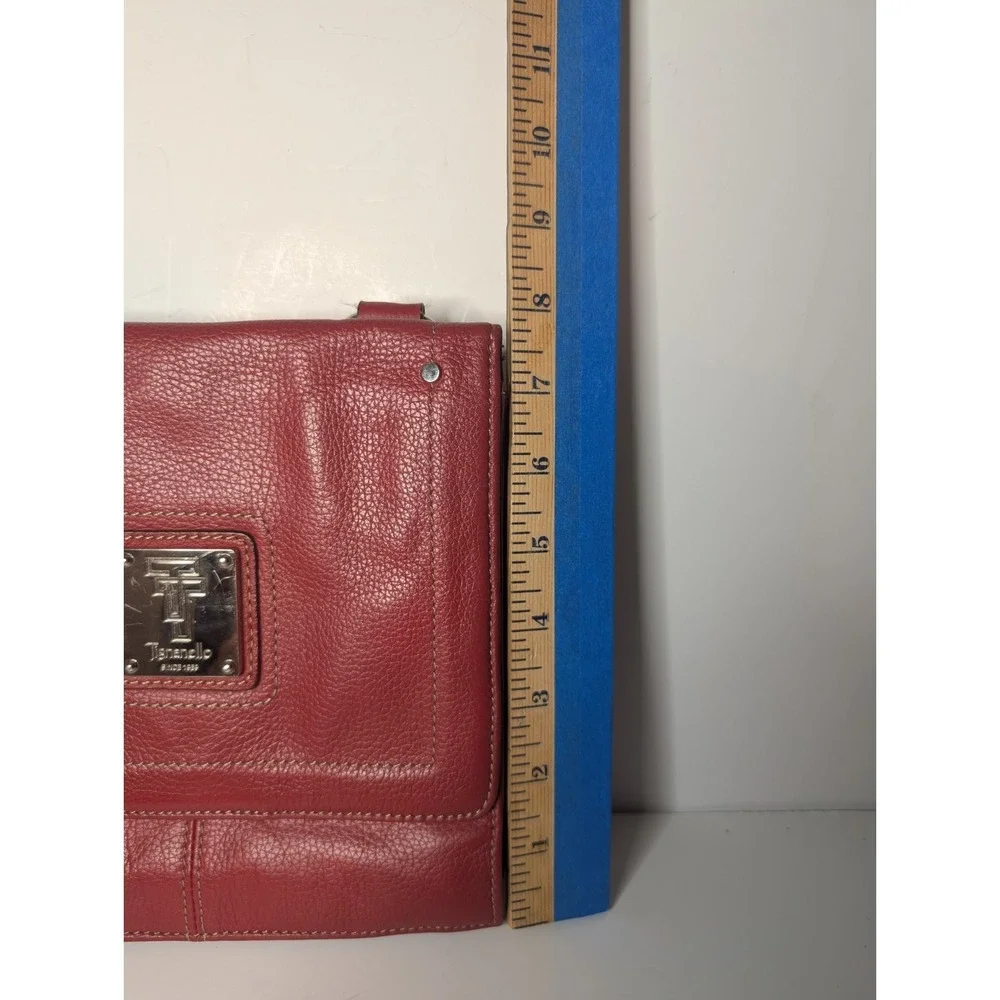 Tignanello Red Pebbled Leather Crossbody Flap Bag‎ Silver Hardware Custom Lining